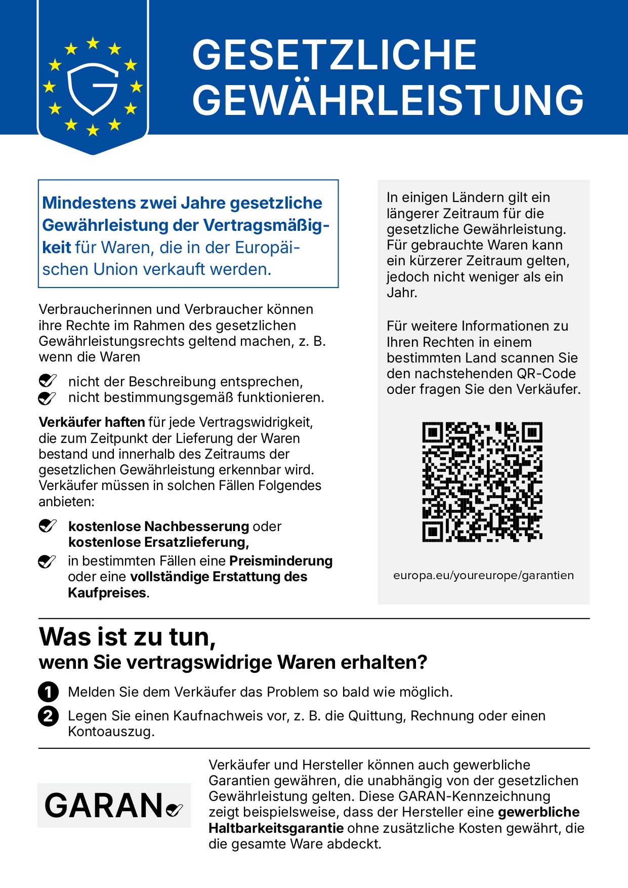 Legal guarantee page 1