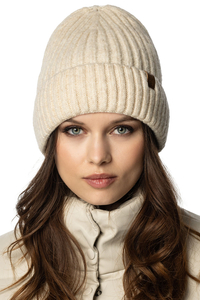 Vivisence Bonnet Pour Femme L'automne et L'hiver Classique En Fil Côtelé Chaud Avec Ourlet Renversé Parfaitement Ajusté À La Tête Sans Doublure Polaire Éco-Cuir Journées Froides 70104, écru
