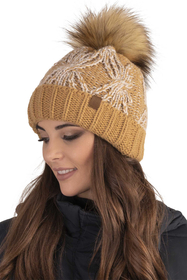 Vivisence Damen Mütze Bommel Warm Fleece Gefüttert Antistatisch Strick 7029, beige