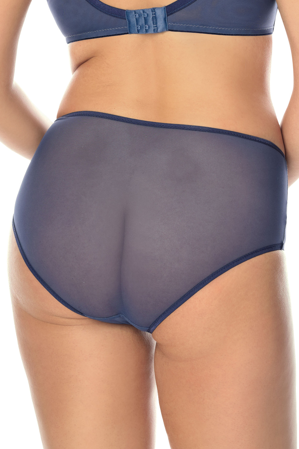 Vivisence Damen Slip Spitze Netz Details Vollschnitt Für Elegante Passform 1044W, dunkelblau
