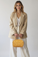 Vivisence Sac Bandoulière Femme Conception Tressée Deux Façons de le Porter, jaune