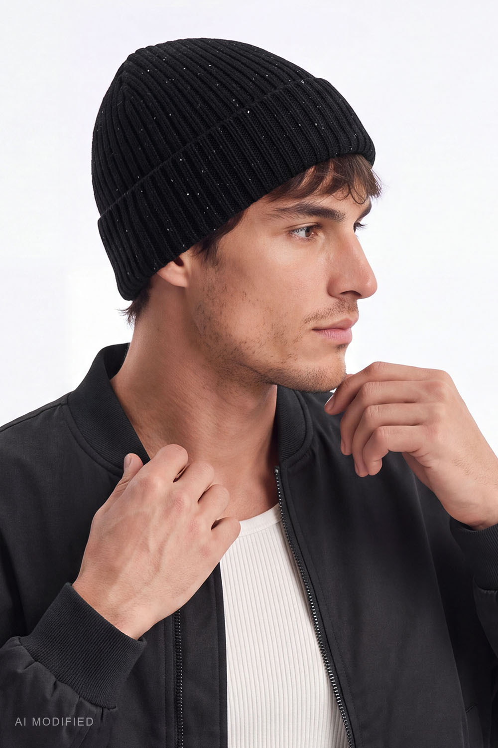 Vivisence Herren Beanie Mütze Merinowolle Seide Wintermütze, schwarz