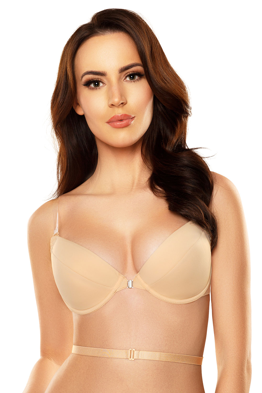 VIVISENCE Damen Push-Up BH Mit Transparente Multiway-BH Trägern Rückenfreier Bügel BH Durchsichtigen Trägern Für Rückenfreies Kleid, beige