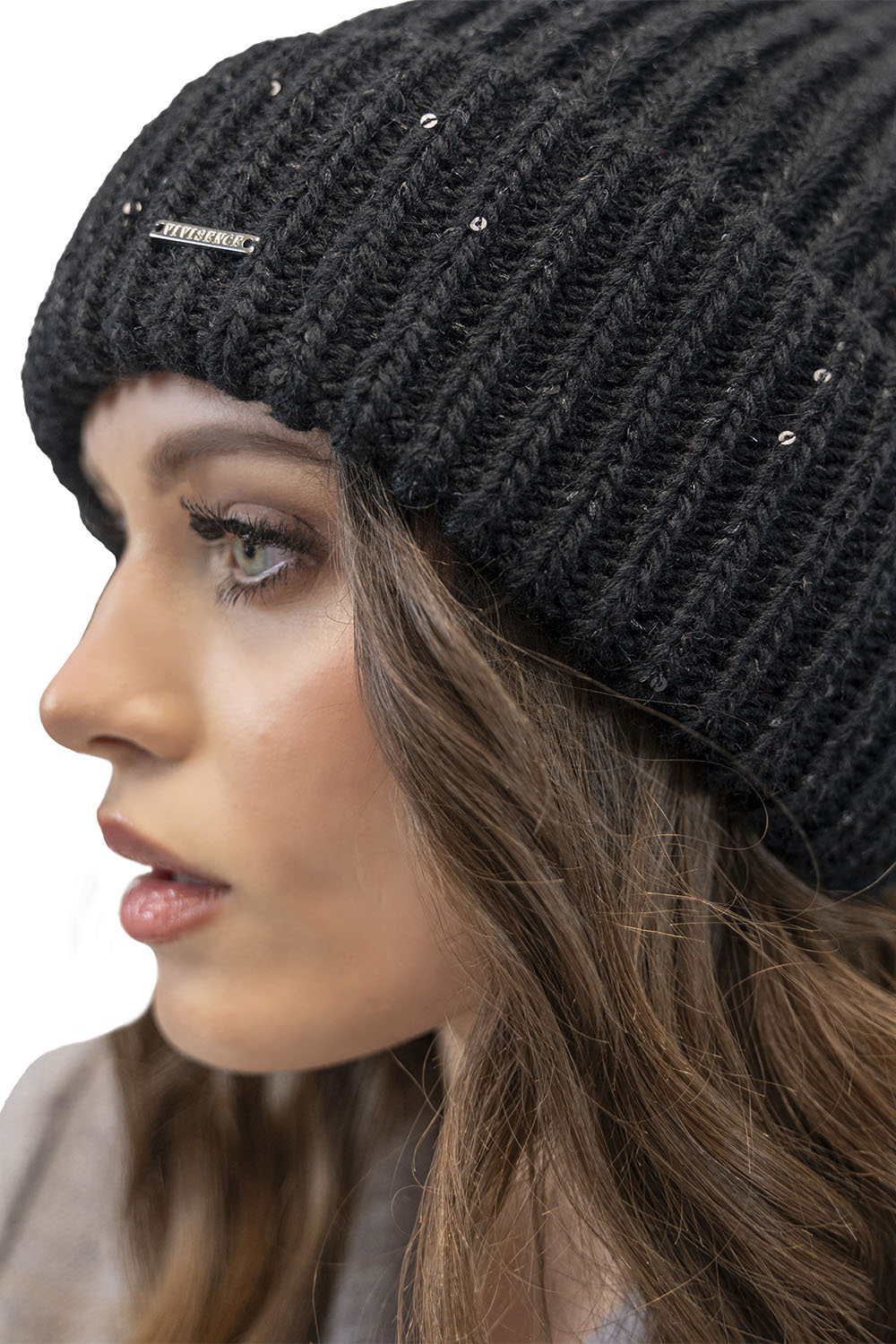 Vivisence Damen Mütze Winter Klassischen Strickmütze Stil Perfekte Passform 7088, schwarz