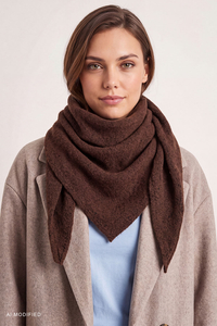 Vivisence Damen Dreiecksschal aus Strick für einfaches Styling, braun