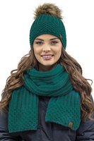 Vivisence Stylish Winter Set Including Warm Hat With Pompom And Matching Scarf Made From Warm And Soft Fleece-Lined Fabric Ideal For Cold Winter Days, dark turquoise
