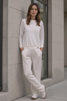 Vivisence Women's Sweatpants Wide Leg Lounge Relaxed Fit High Waist Knit Trousers With Elastic Waistband And Side Pockets Ideal For Casual Everyday Or Homewear Looks 9102, White