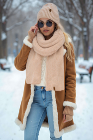 Vivisence Femme Echarpe Hiver Laine Merinos Confort Chaleur Quotidienne, beige