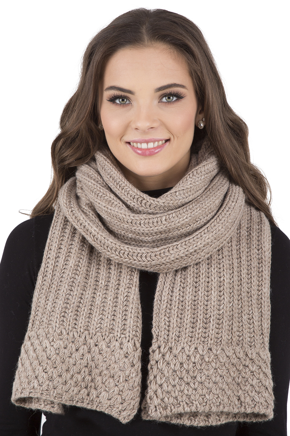 Vivisence Damen Mütze mit Schal Set Mit Fleecefutter Wärme An Wintertagen 7016, beige