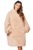 Vivisence Oversized Blanket Hoodie Universal Fit Soft Wearable Blanket Large Front Pocket Soft Material Perfect for Winter Comfort and Gift Ideas, beige