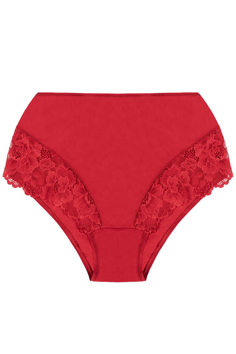 Vivisence culotte féminine classique taille haute avec dentelle 4008, rouge