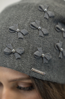 Vivisence Damen Mütze Winter Perlen Perfekter Passform Durch Falten 7089, schwarzgrau