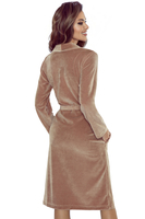 Vivisence Peignoir Femme Long Ceinture Poches Doux Classique Maison 5022, beige