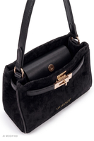Vivisence Suede-Feel Shoulder Bag, Polyester Crossbody Bag, black