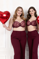 Vivisence Soutien Gorge Femme Non Rembourré À Armatures Tulle Maintien Naturel, bordeaux