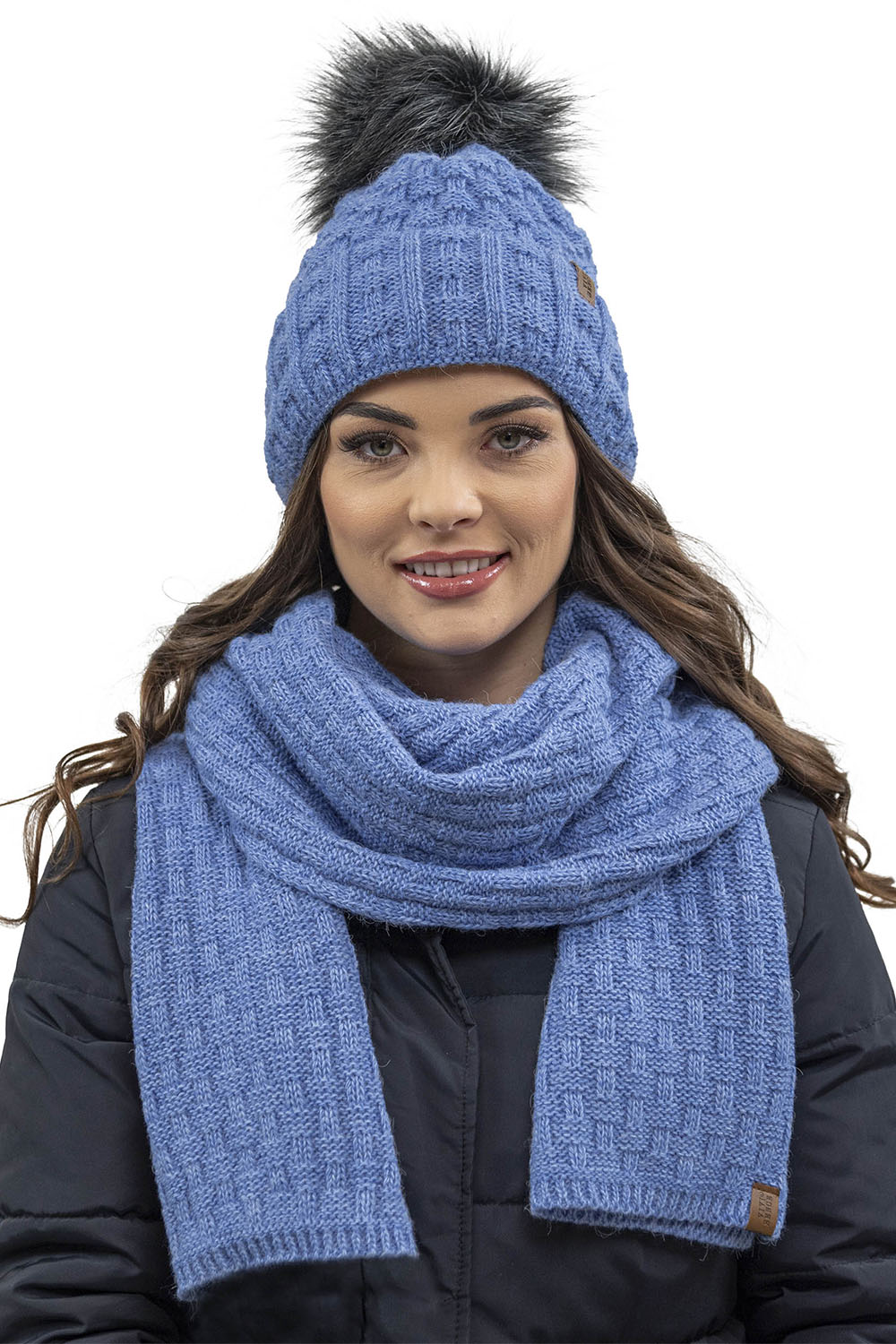 Vivisence Women Winter Hat Scarf And Gloves Set Fleece Lined Soft Knit Warmth, jeans