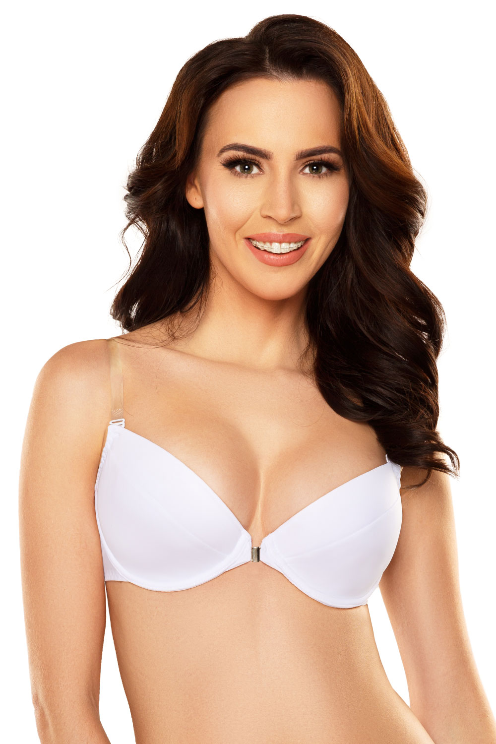VIVISENCE Damen Push-Up BH Mit Transparente Multiway-BH Trägern Rückenfreier Bügel BH Durchsichtigen Trägern Für Rückenfreies Kleid, weiß