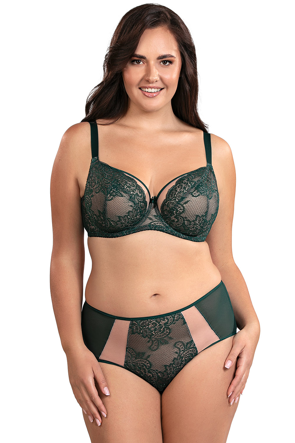 Vivisence Soutien Gorge Femme Semi-Rembourré En Dentelle Galbe Et Maintien, vert