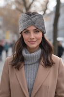 Vivisence Femme Bandeau Maille Duveteuse avec Torsade Confort et Chaleur, gris clair