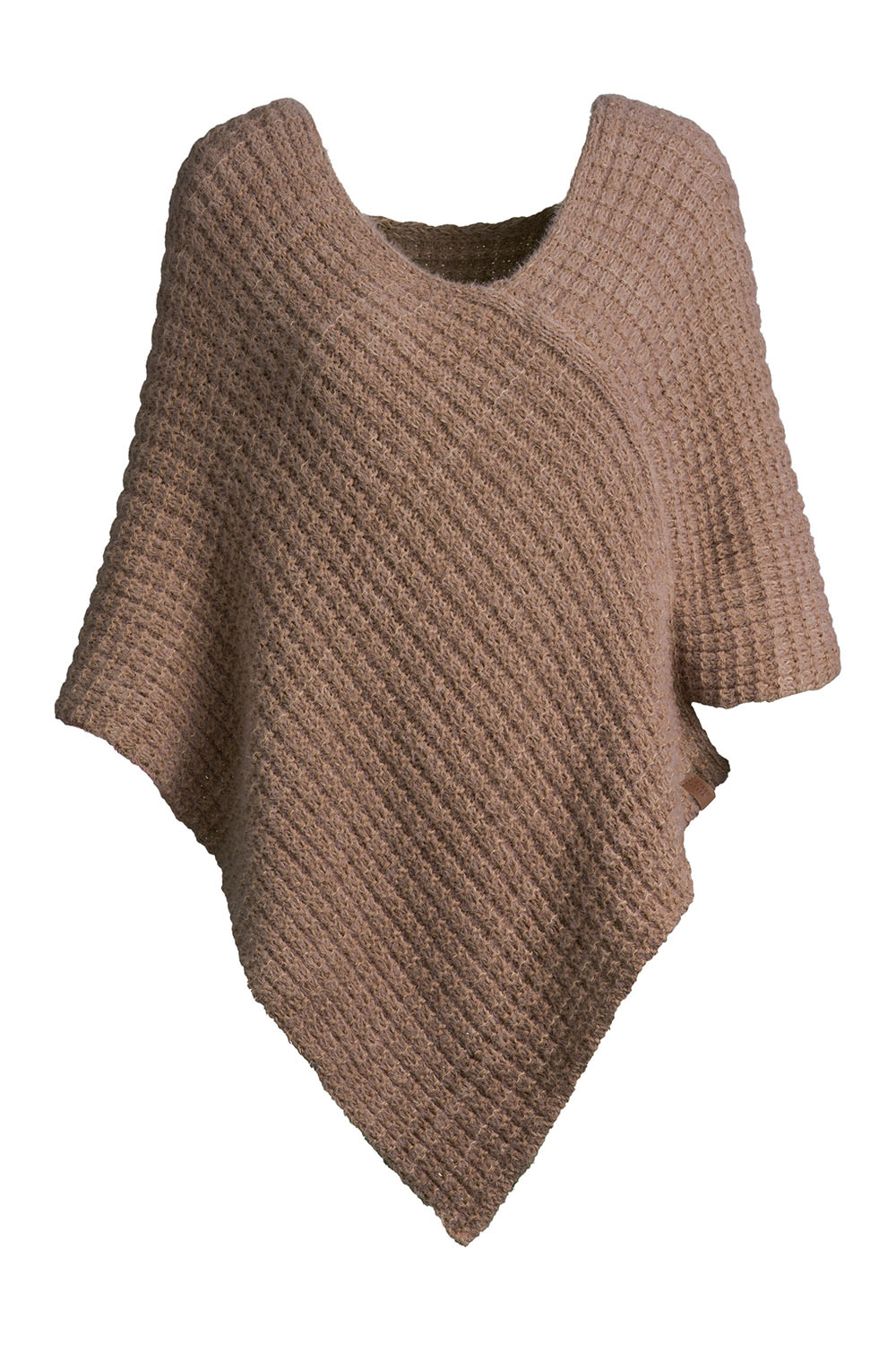 Vivisence Women Poncho Asymmetric Knit Soft Touch Comfort For Layering, Beige