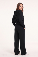 Vivisence Women Tracksuit Set Zip Hoodie And Pants Soft Cotton For Daily Comfort, black