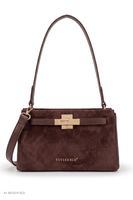 Vivisence Suede-Feel Shoulder Bag, Polyester Crossbody Bag, brown