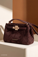 Vivisence Suede-Feel Shoulder Bag, Polyester Crossbody Bag, brown