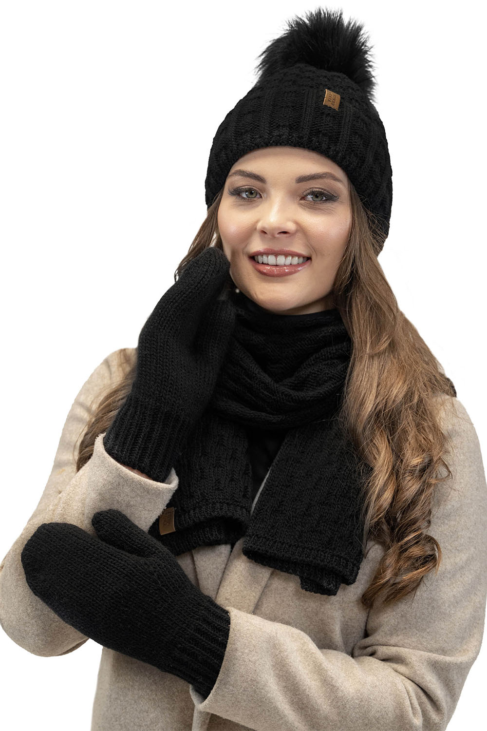 Vivisence Moufles Femme Hiver Confort Pour Les Journées Froides 7015, noir