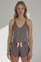 Vivisence Women's Pyjama Set Viscose V-Neckline Decorative Bow 2044,