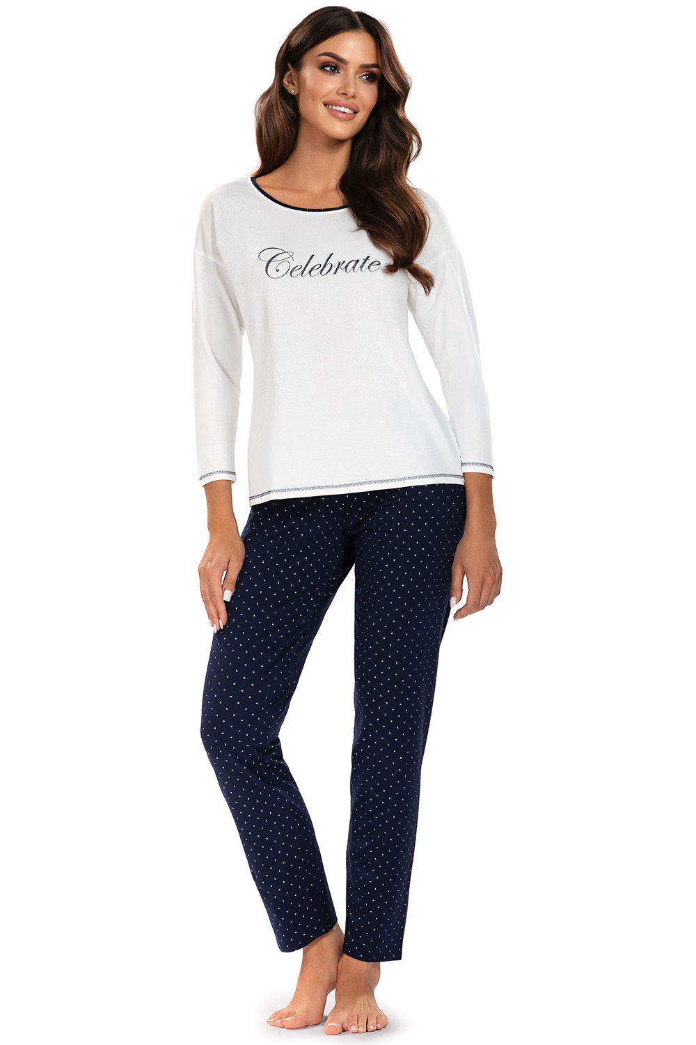 Vivisence Pyjama for women 2029, ecru/navy