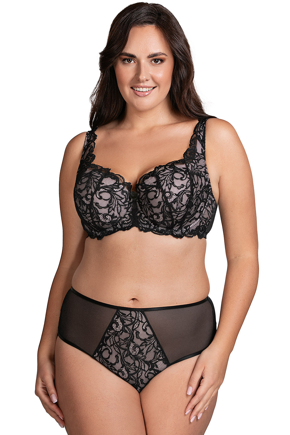 Vivisence underwired lace ladies padded bra 1063, Black