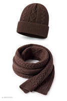 Vivisence 70128 KMPL Sets Sets hat + scarf, brązowy