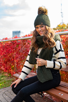 Vivisence Women's Winter Hat With Pom Pom Warm Ideal For Cold Days 7016, green