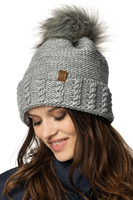 Vivisence Bonnet À Pompon Femme Doublé Polaire Ajustement Parfait Et Chaleur 70103, gris clair