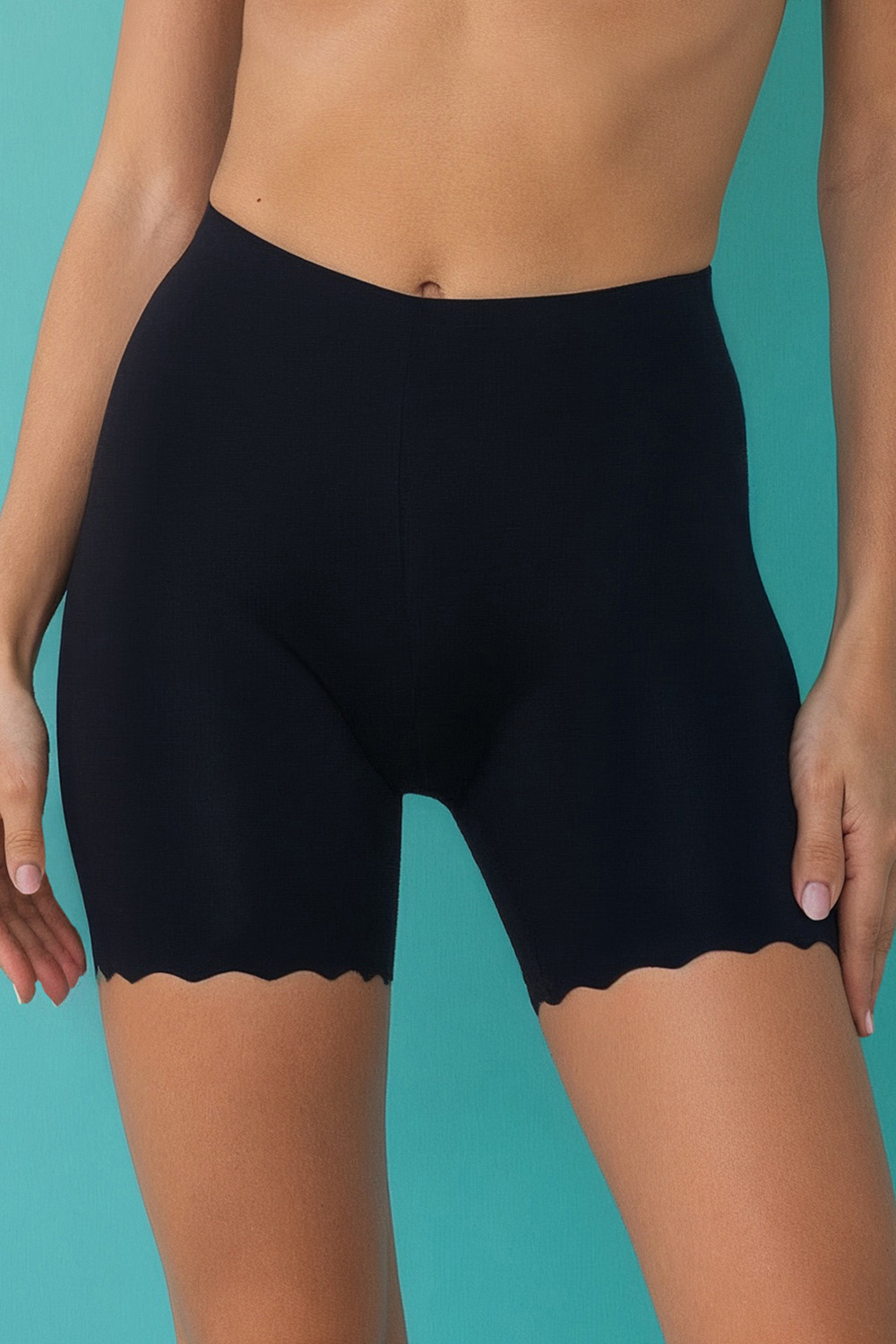 Vivisence Damen Shapewear Unterhose Silikonbund Hoher Bund Anti Reibung 4103, Schwarz