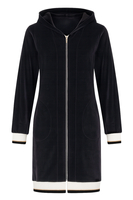 Vivisence Robe Cotton with Zipper Fastening and Cuffed Sleeves 5018, black-white