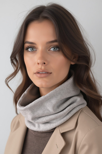 Vivisence Women Winter Snood Scarf Soft Knit Cozy Everyday Warmth For Cold Days, light grey