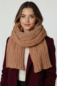 Vivisence Women Winter Scarf Lambswool Cotton Blend Cozy Warmth For Cold Days, Beige