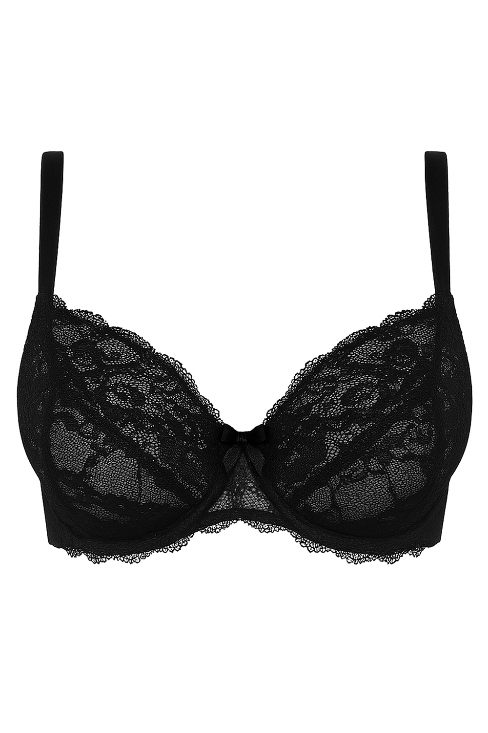 Vivisence Soft Bra Women Lace Underwire Adjustable Straps Shaping Support, black