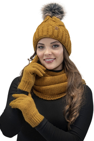 Vivisence Écharpe Tube Tricotée Femme Chaude Et Confortable Pour L’Hiver 7103, jaune foncé