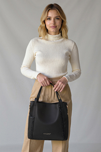 Vivisence Damen Handtasche Verstellbarer Schultergurt Alltag Tasche, Schwarz