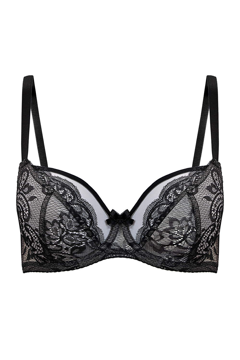 Vivisence Womens Lace Underwire Bra With Soft Cups Adjustable Straps Mesh Details Ideal For Everyday Wear, black