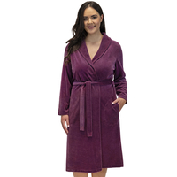 Vivisence Peignoir Femme Long Ceinture Poches Doux Classique Maison 5022, violet