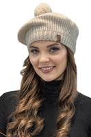 Vivisence Damen Baskenrmütze Warm Bequem Kopfbedeckung Bommel Winter 7074, beige