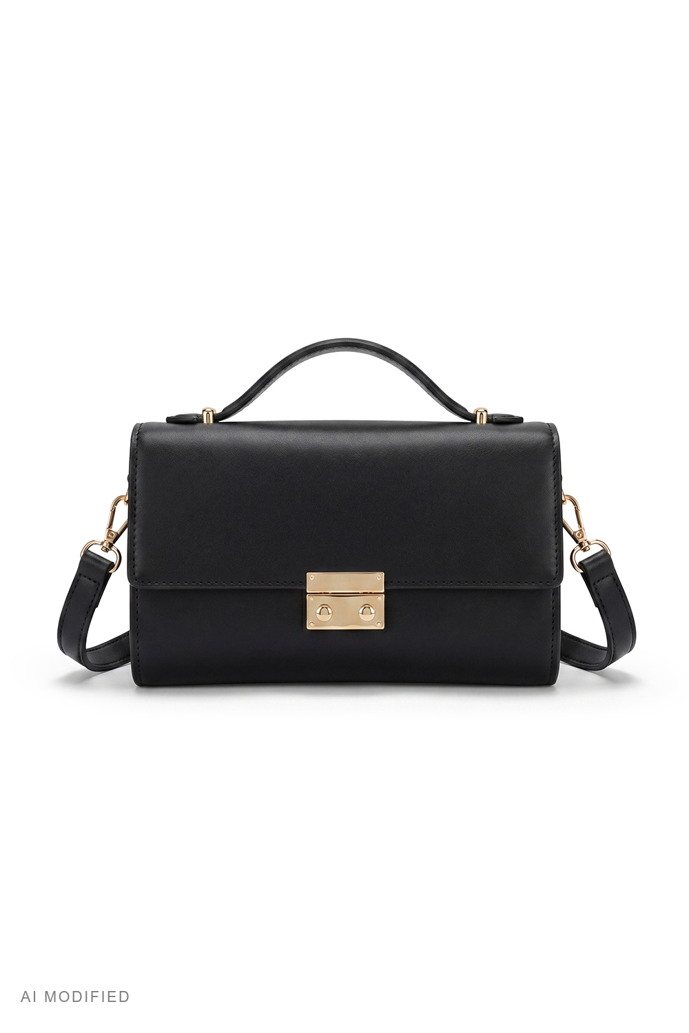 Vivisence Umhängetasche Damen Kunstleder Schultertasche Klappe, schwarz