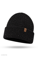 Vivisence bonnet homme laine mérinos soie bonnet chaud ville hiver, noir