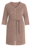 Vivisence Dressing Gown Cotton Zipper and Belt Pockets Home Comfort 5011, beige
