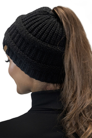 Vivisence Women's Hat With Braid Detail Fleece Lined Elastic Winter 7075, black