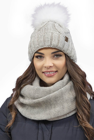 Vivisence Winter Hat With Pom Pom For Women Warm Ideal For Cold Days 7014, beige melange