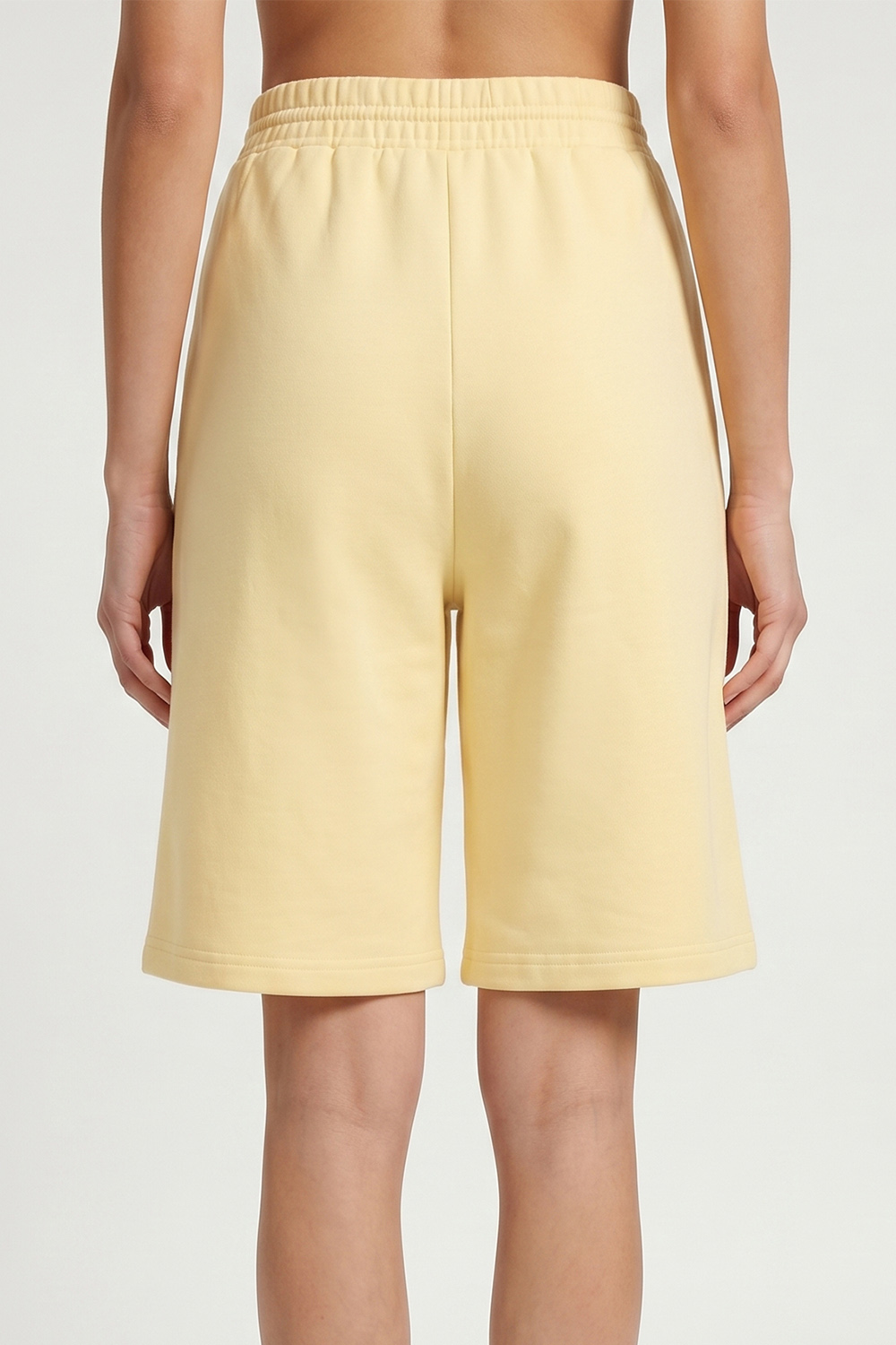 Vivisence Women Shorts Soft Cotton Knit Elastic Waist With Pockets For Home, banana